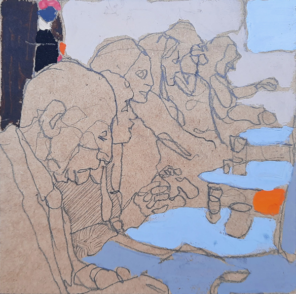 scène de café II - 13x13 - tempera